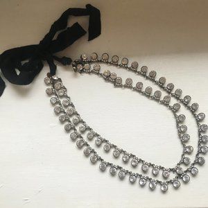 J. Crew Double Strand Crystal Ribbon-Tie Neckalce